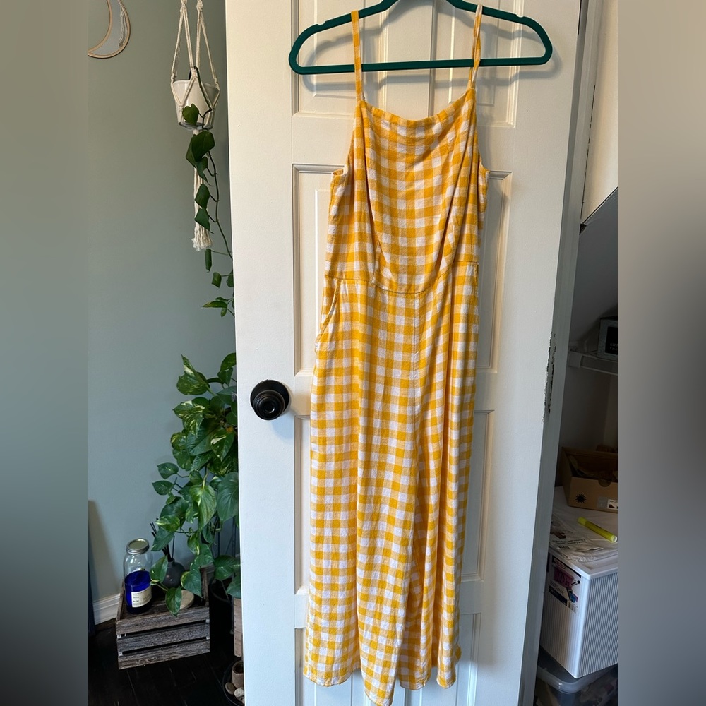 Yellow Gingham Romper - M